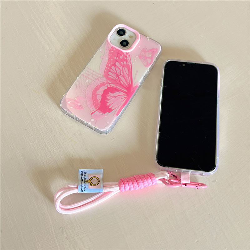 Funda Para Iphone Con Estampado De Silicona + Cordón