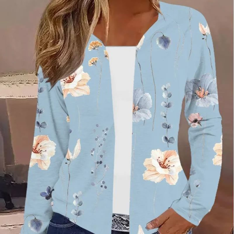 Chaqueta De Manga Larga Con Estampado De Poliéster