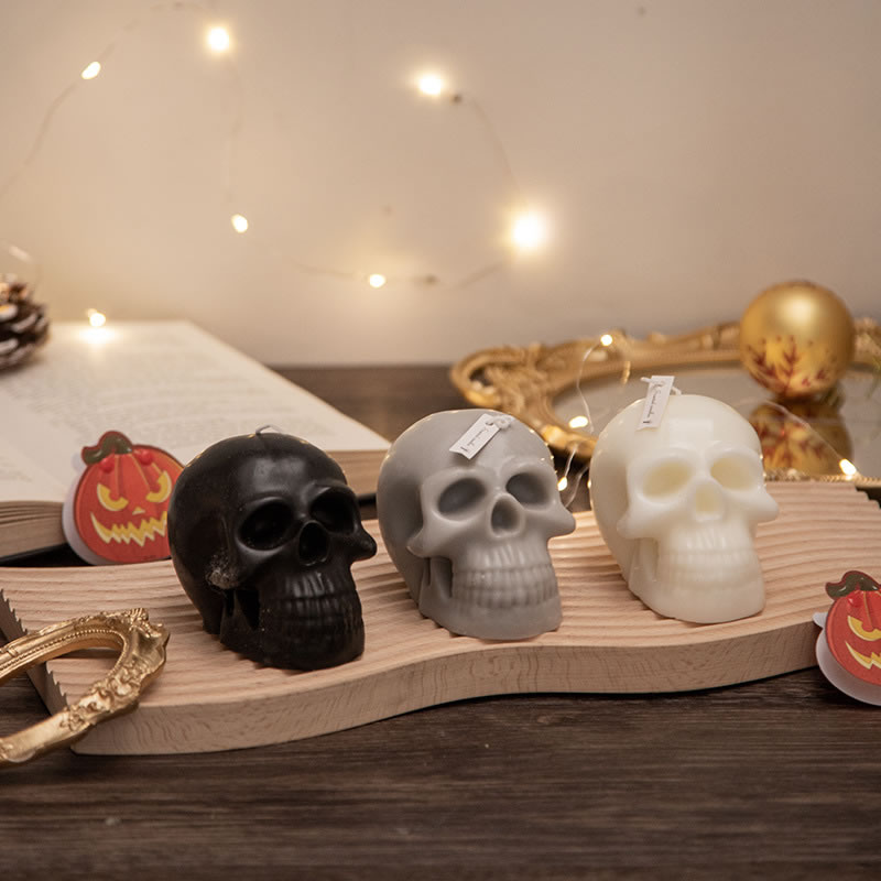 Fashion Gray (blackberry Basil) Skull Scented Candle