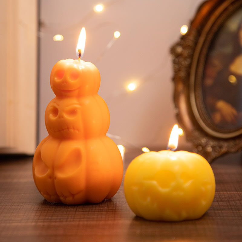 Fashion Orange Triple Skull Pumpkin Scented Candle