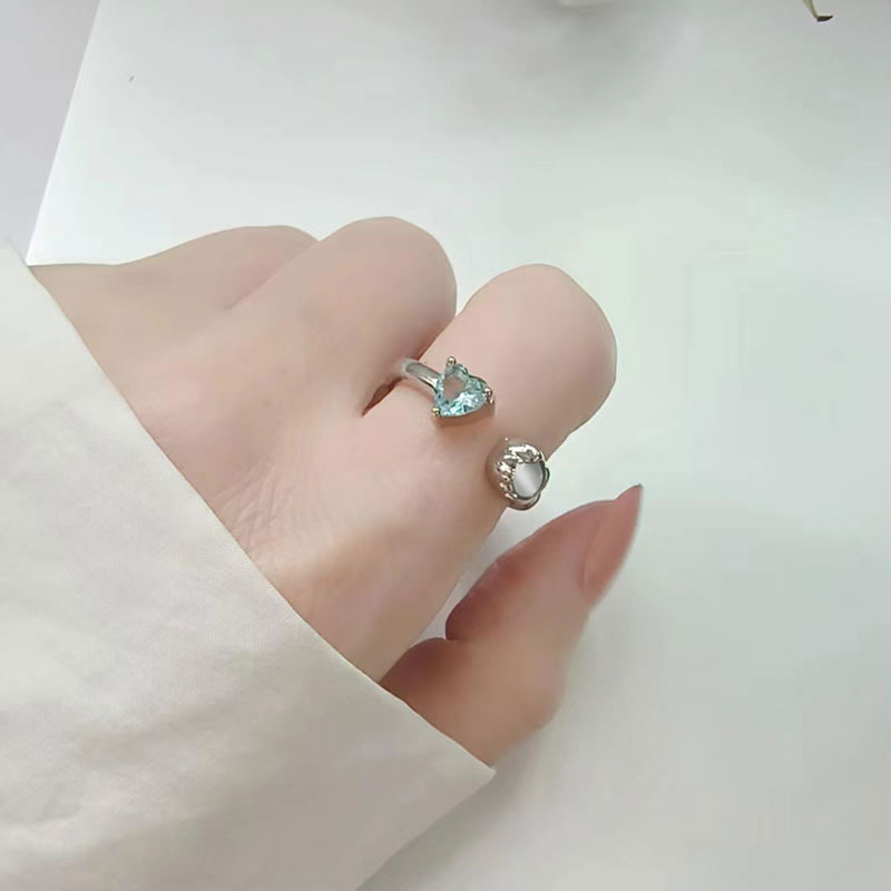 Anillo Abierto En Forma De Gota De Circonita En Cobre