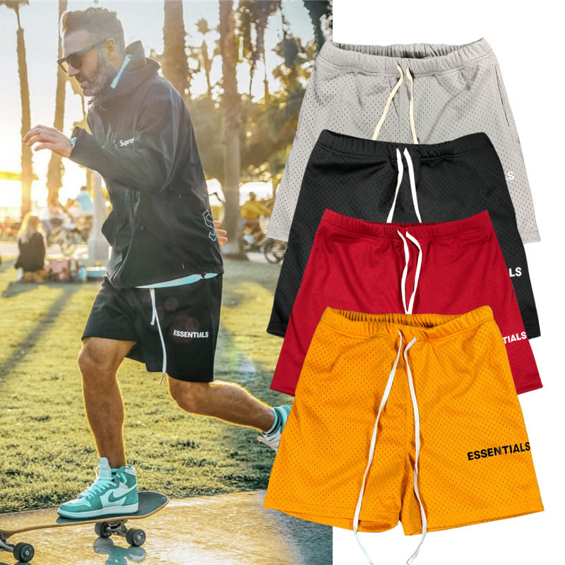Fashion Gray Light Board Mesh Drawstring Letter Men's Shorts