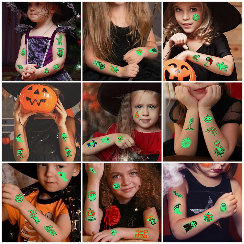 Pegatinas De Tatuajes De Halloween Que Brillan En La Oscuridad