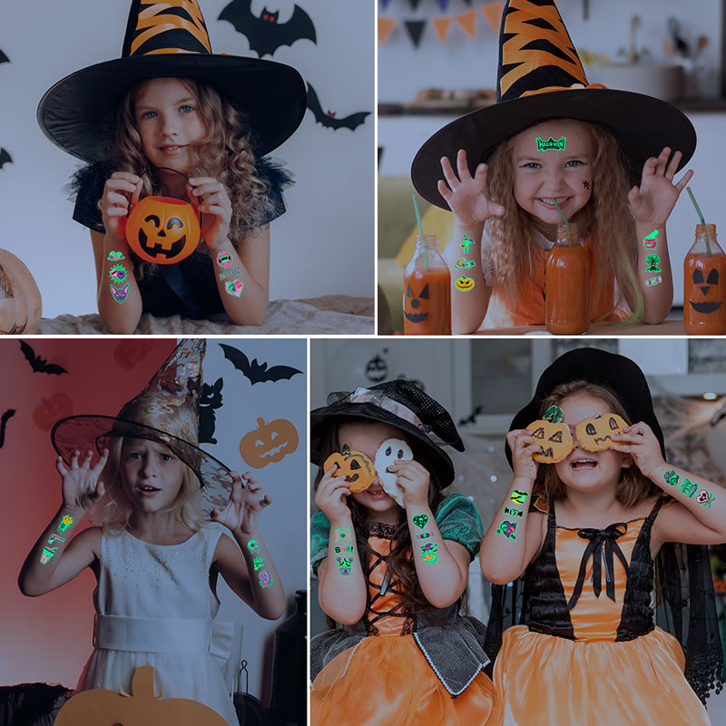 Tatuaje De Halloween Con Brillo De Dibujos Animados Pegatina