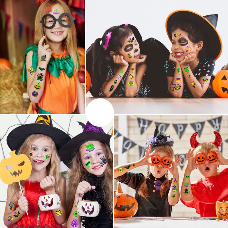 Tatuaje De Halloween Con Brillo De Dibujos Animados Pegatina