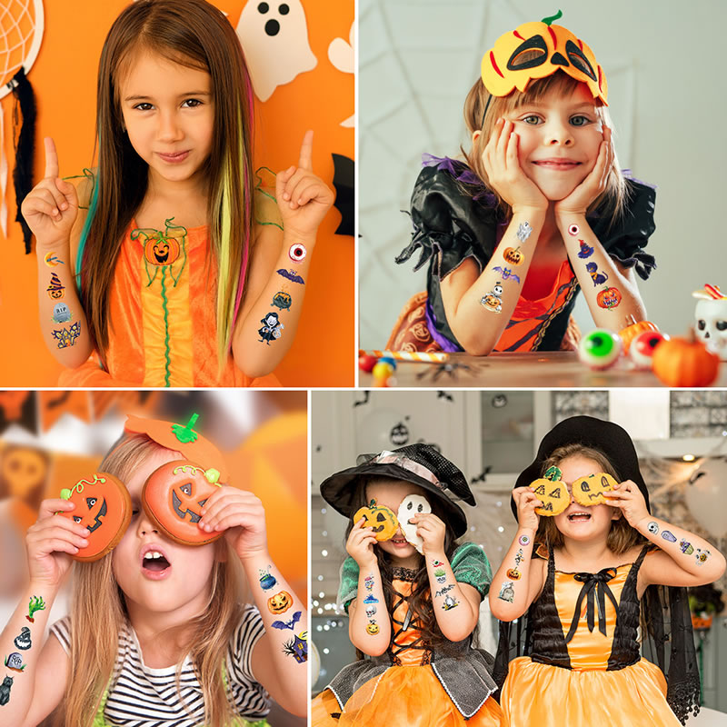 Tatuaje De Halloween Con Brillo De Dibujos Animados Pegatina