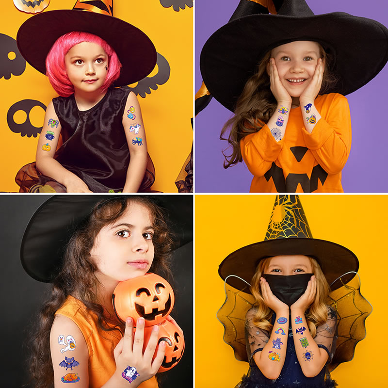 Tatuaje De Halloween Con Brillo De Dibujos Animados Pegatina