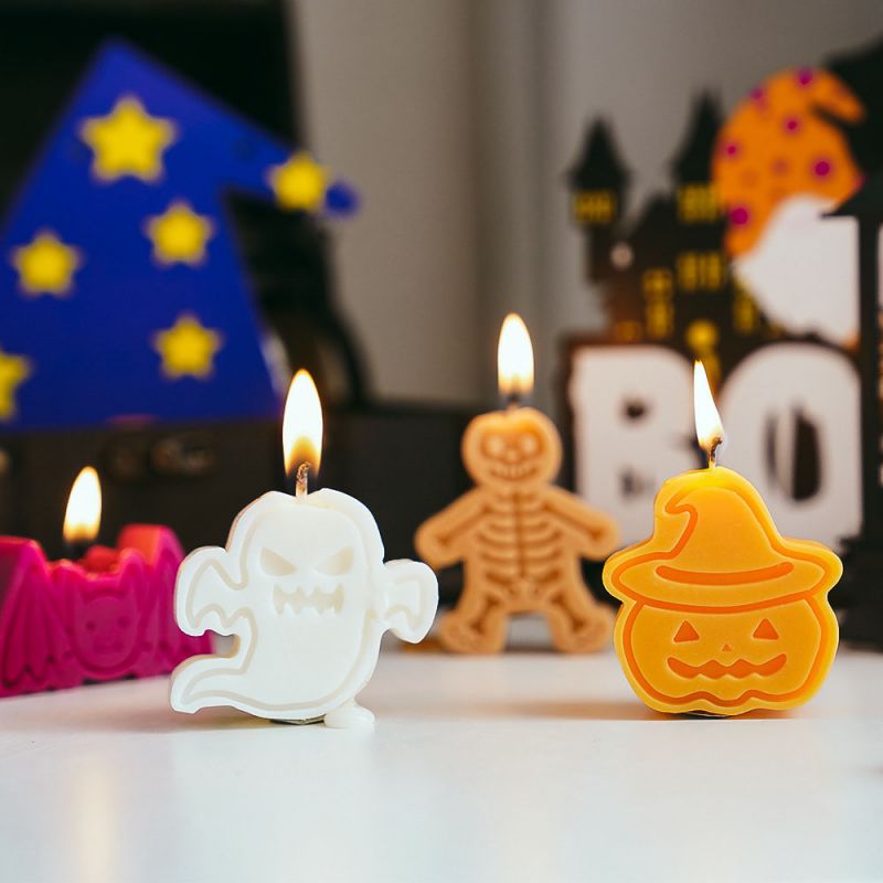 Fashion Halloween Scented Candle Set (scent:english Pear Freesia) Geometric Pumpkin Ghost Scented Candle