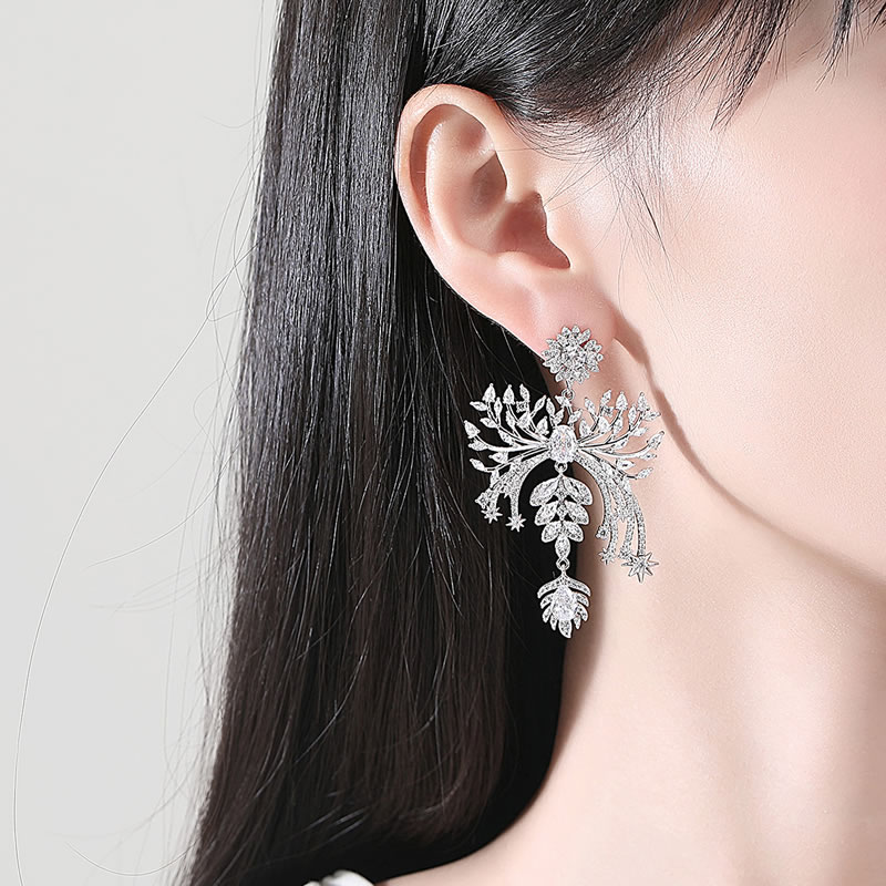 Pendientes De Novia Geométricos De Circonitas En Cobre