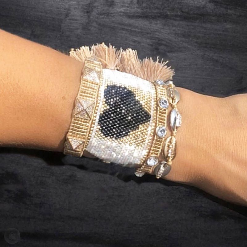 Fashion Set Rice Bead Woven Heart Tassel Bracelet Set