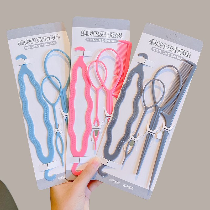 Fashion 6# Gray Hair Iron Set Of 4 Plastic Geometric Children's Hair Pull Pin Hair Braiding Tool