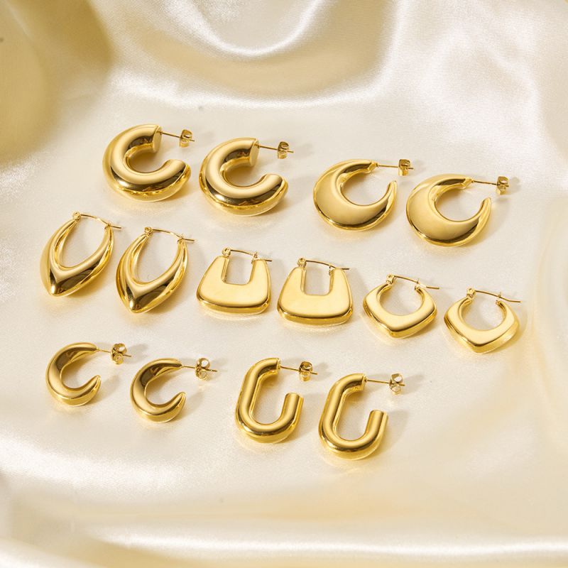 Fashion Twenty Three# Titanium Geometric Round Earrings