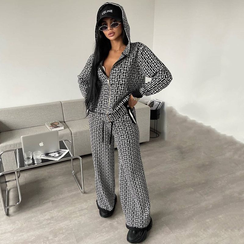Fashion Black Acrylic Jacquard Cardigan Trouser Set