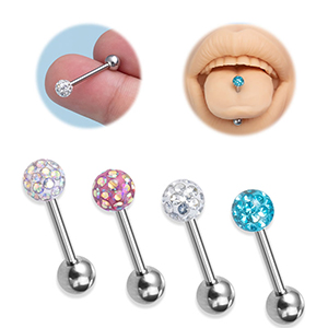 Clavo De Lengüeta Perforado Con Bola De Diamante De Acero Inoxidable
