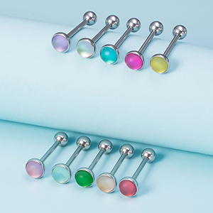 Juego De Uñas Para Lengua Piercing Redondo Geométrico Acrílico