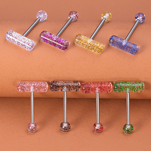 Juego De Uñas Para Lengua Con Piercing Geométrico De Lentejuelas De Acero Inoxidable