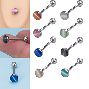 Juego De Clavos Para Lengua Y Piercing De Ojo De Gato De Acero Inoxidable