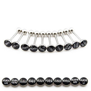 Juego De Uñas Para Lengua Con Piercing Geométrico Con Alfabeto De Acero Inoxidable