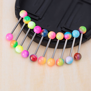 Juego De Uñas Para Lengua Con Perforación De Bola A Juego De Colores Acrílicos