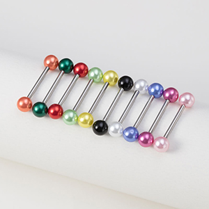 Juego De Uñas Para Lengua Con Perforación De Bola A Juego De Colores Acrílicos