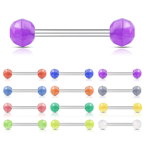 Juego De Uñas Para Lengua Con Perforación De Bola A Juego De Colores Acrílicos