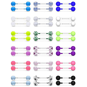 Juego De Uñas De Pecho Con Piercing Geométrico Acrílico