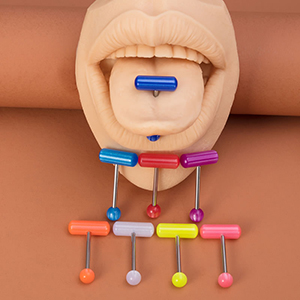 Juego De Clavos Para Lengua Con Cápsula Geométrica De Acero Titanio