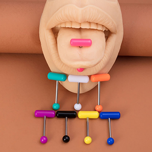 Juego De Clavos Para Lengua Con Cápsula Geométrica De Acero Titanio