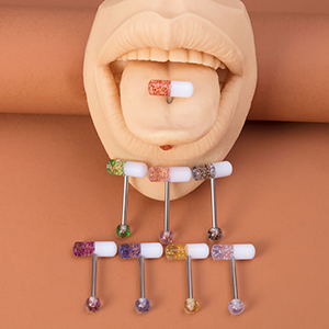 Juego De Uñas Para Lengua Con Piercing Geométrico De Acero Inoxidable Acrílico