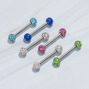 Clavo De Lengua Piercing De Bola De Diamante De Acero Inoxidable
