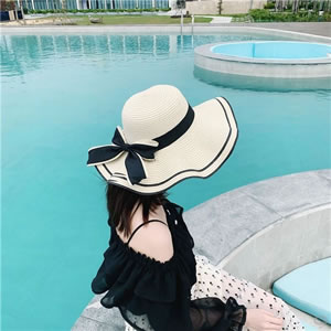 Fashion Mc Ribbon White Straw Lace Sun Hat