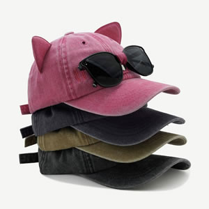 Fashion Rose Red Cotton Cat Ears Baseball Cap
