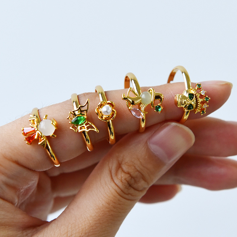 Fashion Golden 8 Copper Set Zirconia Halloween Series Ring