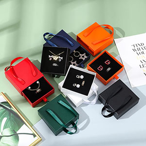 Fashion White 9x9x3.5cm Necklace Ring Earrings Drawer Type Square Jewelry Storage Box
