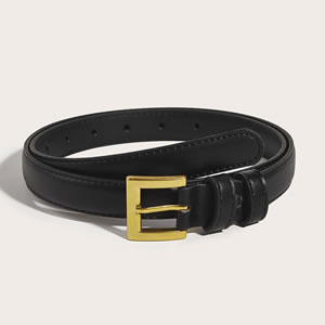 Fashion Microfiber Leather 2.3 (gold Square Pin Buckle) Wide Leather Belt With Metal Buckle