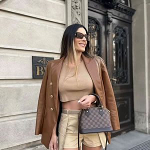 Blazer De Solapa Cruzada De Piel Sintética