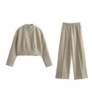 Fashion Jacket Polyester Stand Collar Buttoned Jacket