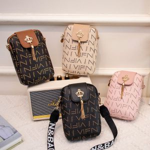 Fashion Black Pu Printed Large Capacity Crossbody Bag
