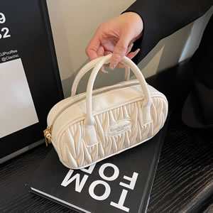 Fashion Black Pu Pleated Large Capacity Crossbody Bag