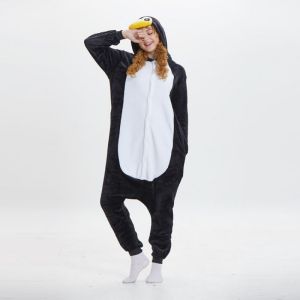 Pijama De Una Pieza De Franela Con Dibujos De Pingüinos