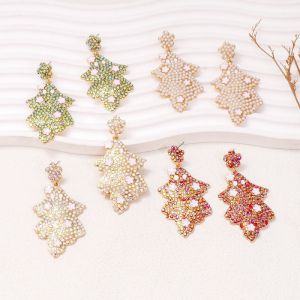 Fashion White Alloy Diamond Geometric Ghost Flower Earrings