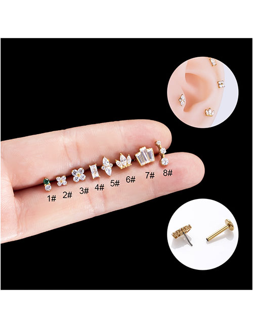 Fashion Silver 1# Titanium Steel Diamond Geometric Lip Nail