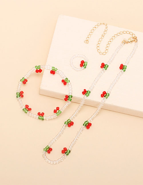 Fashion Ring Crystal Beaded Cherry Ring