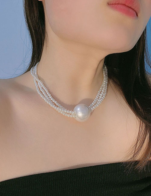 Collar Con Cuentas De Perlas En Capas