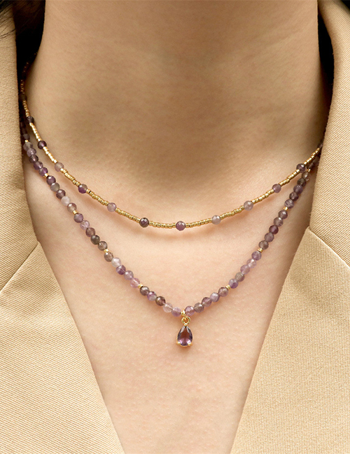 Fashion Water Drop Crystal Beaded Drop Necklace