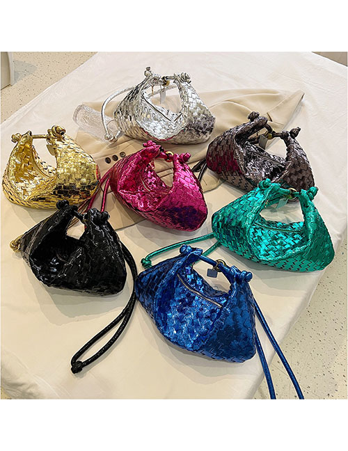 Fashion Silver Pu Geometric Weave Large Capacity Handbag