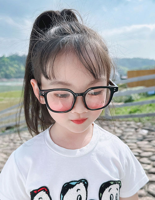 Fashion Bright Black Blush Pc Square Flat Mirror Glasses