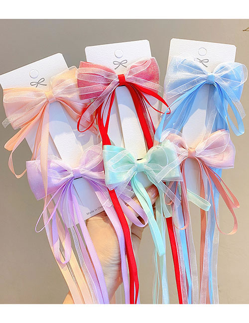 Fashion Blue Ribbon Pair Clip Fabric Bow Tie Clip