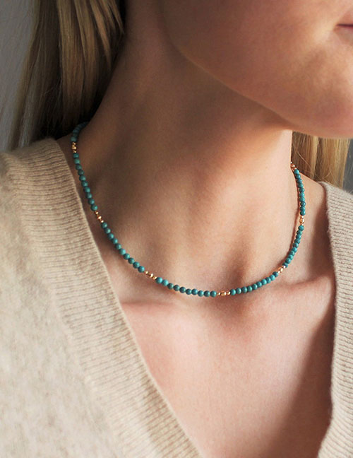 Fashion Blue Turquoise Beaded Necklace
