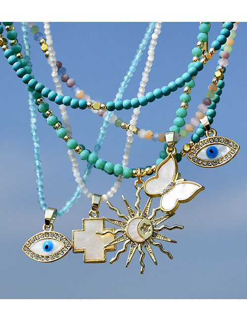 Fashion 1# Geometric Beaded Diamond Eye Necklace